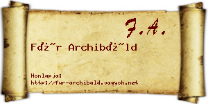 Für Archibáld névjegykártya